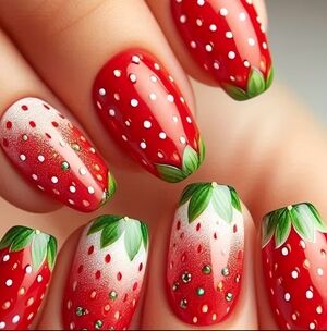 🍓 Strawberry Reusable Short Press-on Nail Kit (OS) Super Cute Design!💅🍓😍
